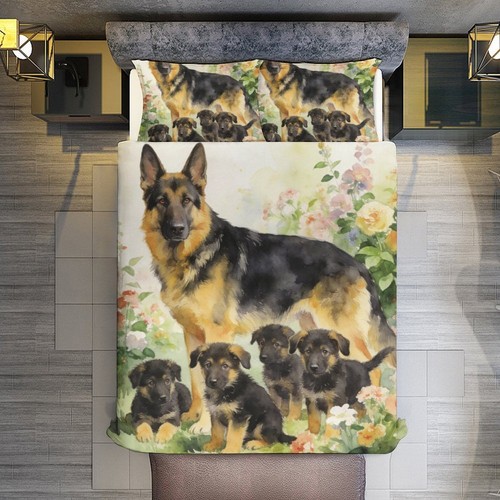 German shepherd family duvet - german,